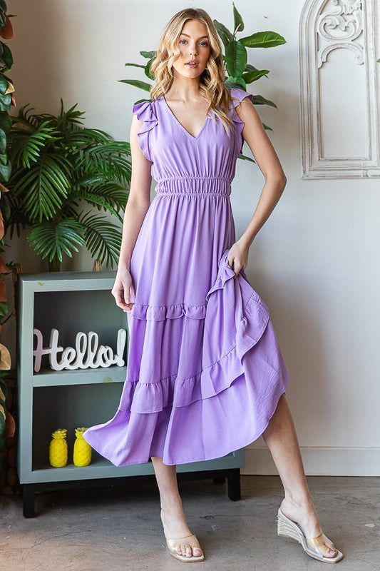 Tami Midi Tiered Dress - Lavender