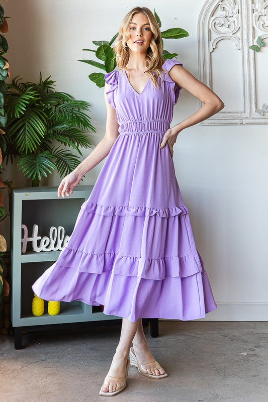 Tami Midi Tiered Dress - Lavender