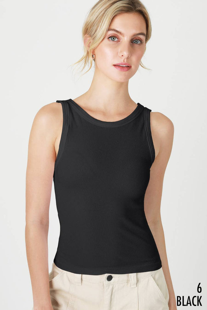 NIKIBIKI Reversible Ribbed Tank Top - Black