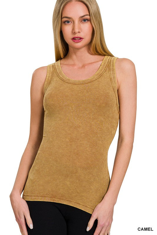 Kate Ribbed Tank - Camel