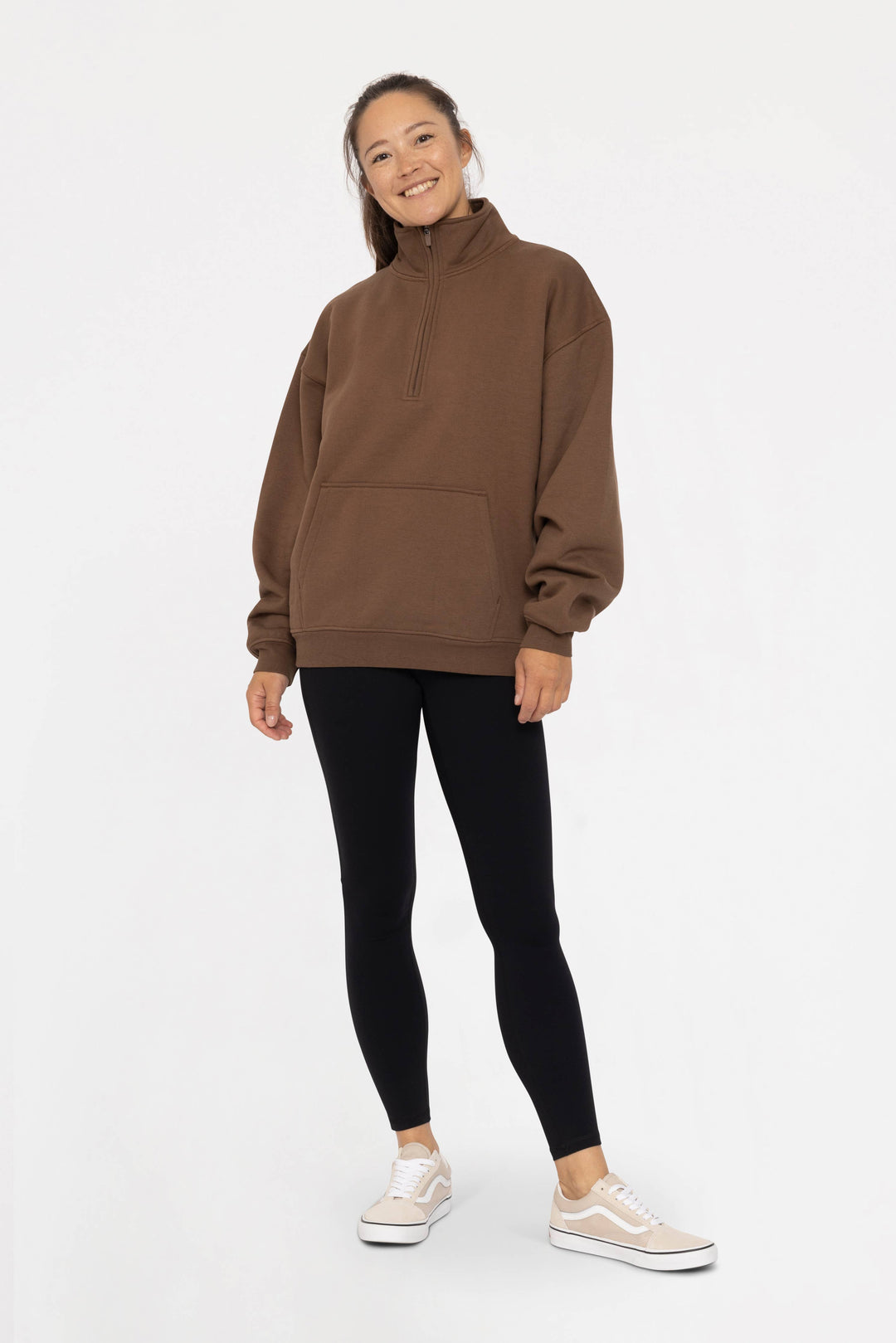 Allison Mock Neck Pullover Sweater Brown