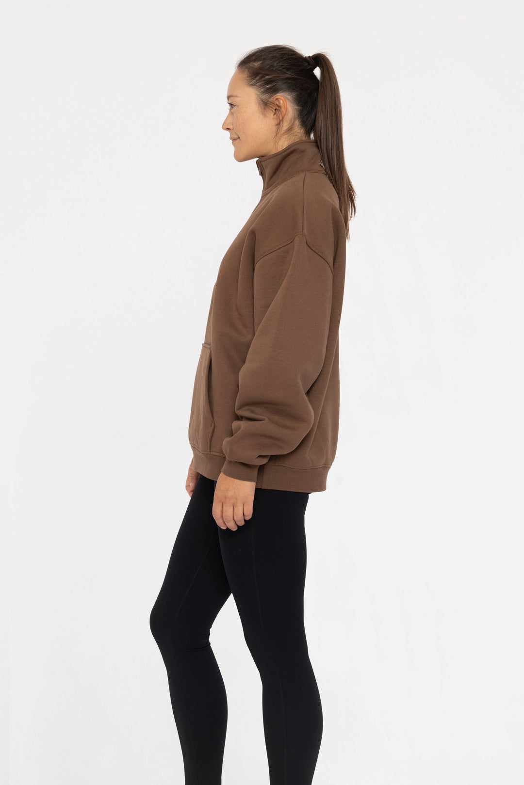 Allison Mock Neck Pullover Sweater Brown