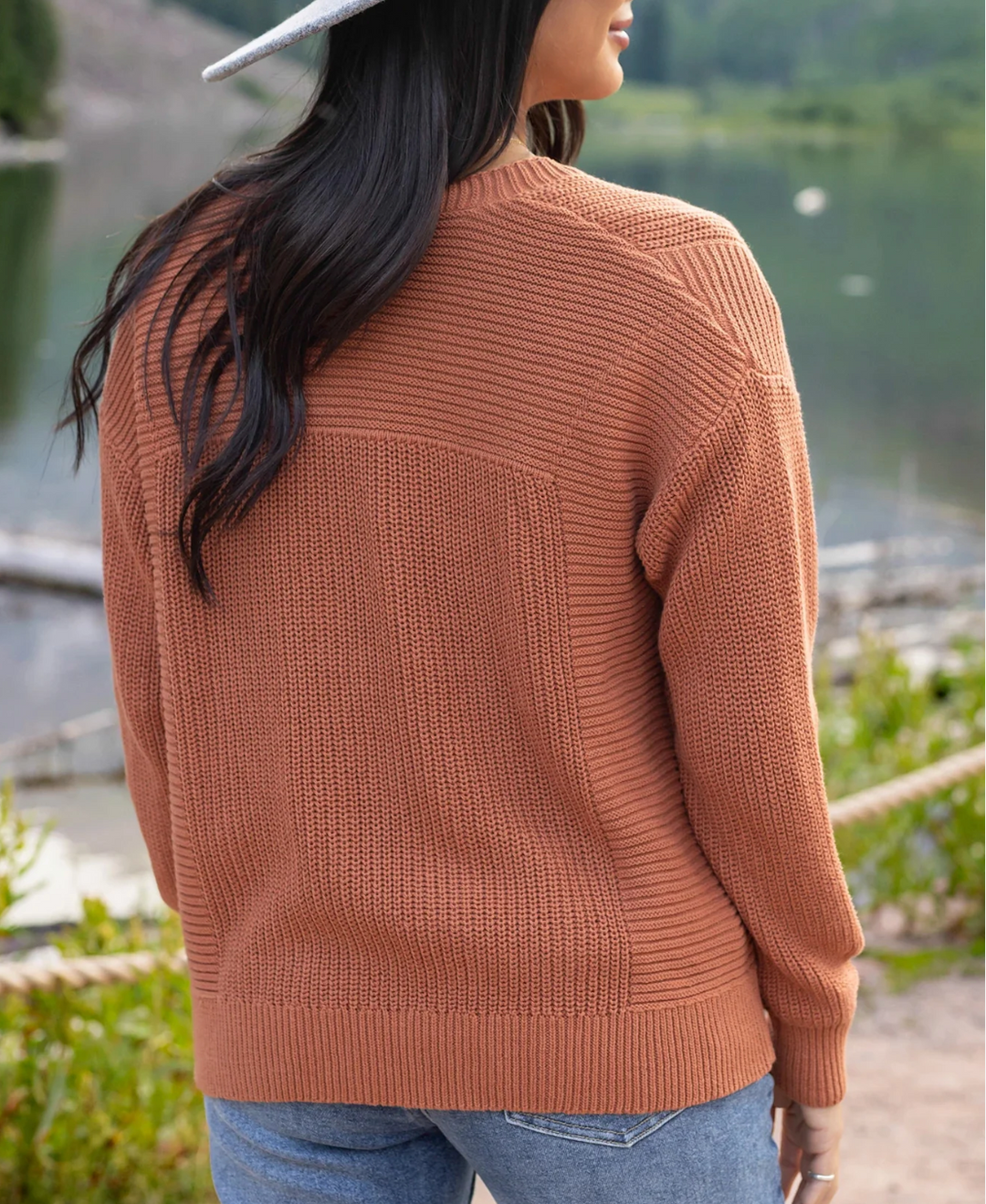 Grace & Lace Slouchy Knit Cardigan - Baked Pumpkin