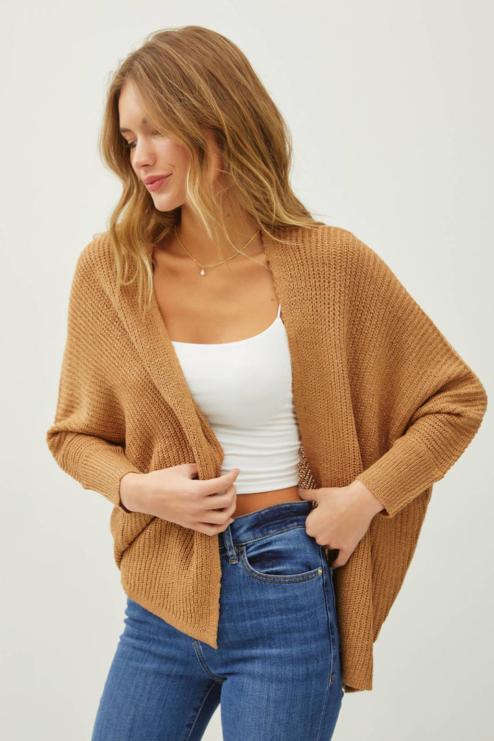 Autumn Dolman Knit Cardigan: Camel