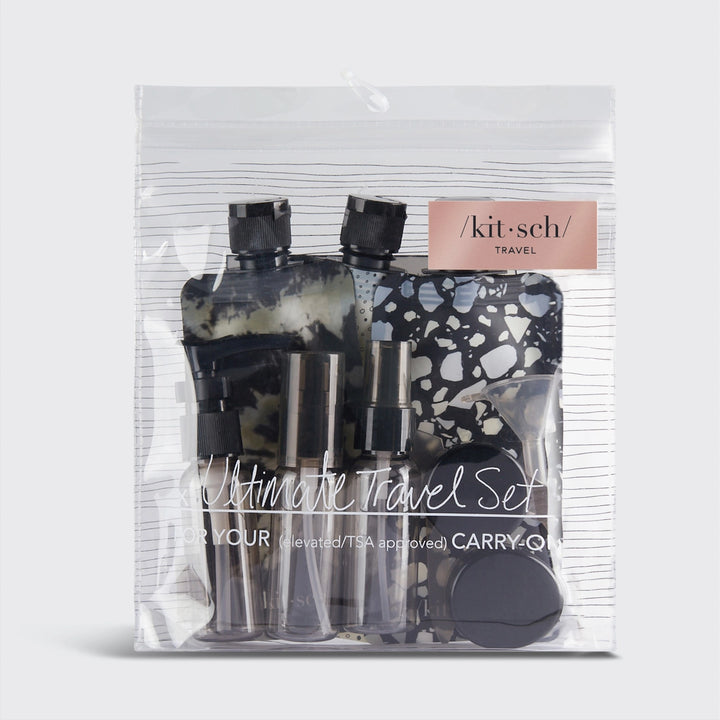 Kitsch Refillable Ultimate Travel 11pc Set - Black & Ivory