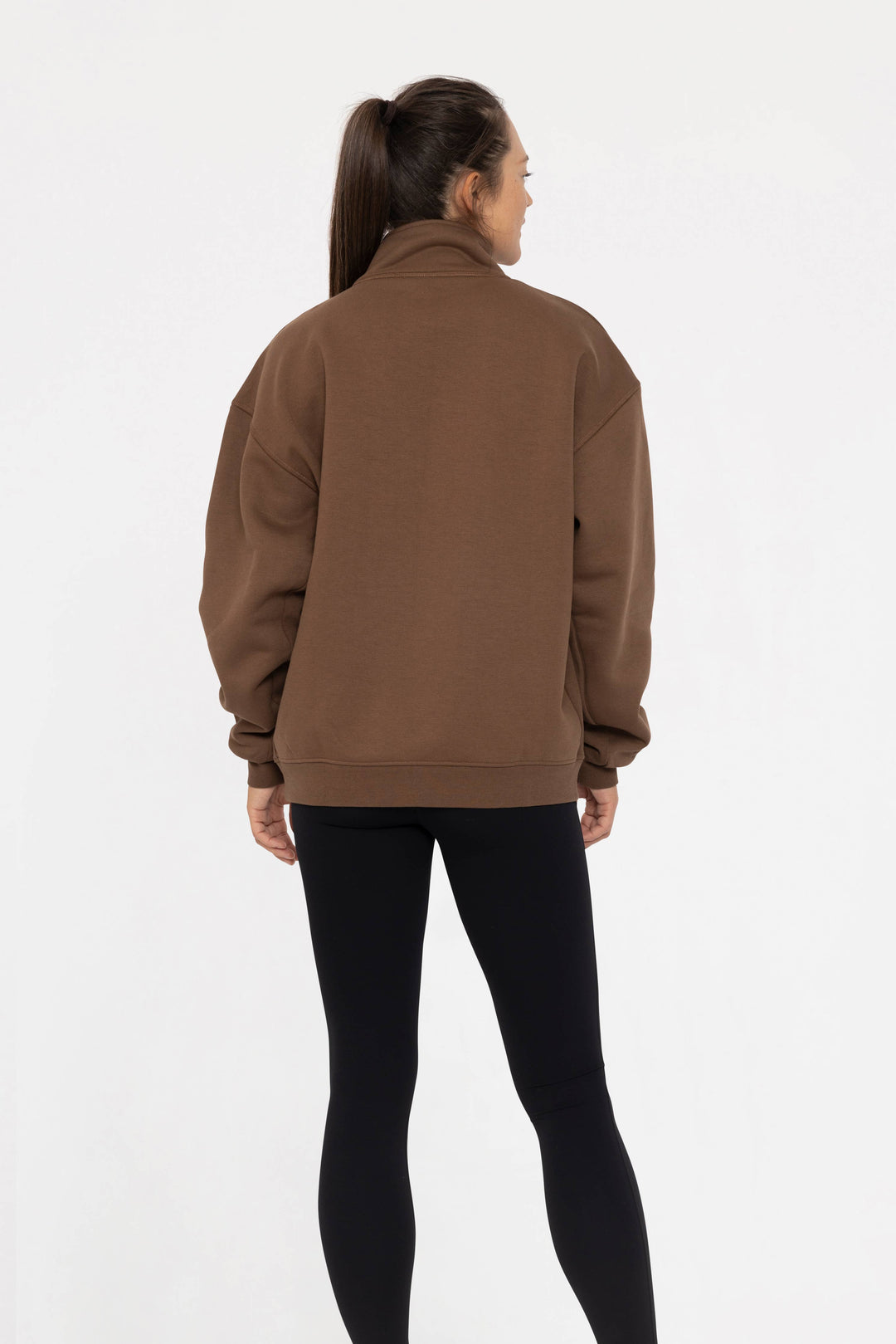 Allison Mock Neck Pullover Sweater Brown