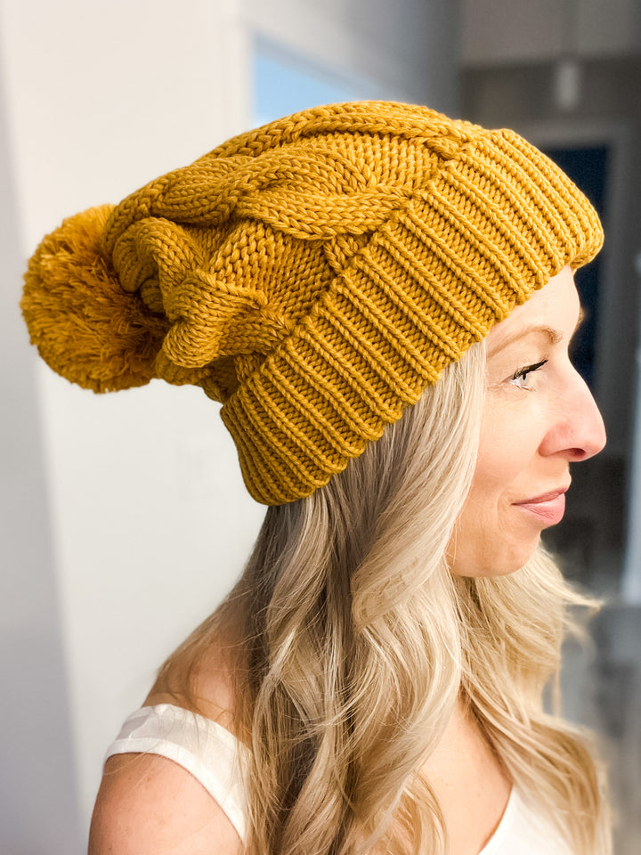 Oversized Chunky Knit Toque - Camel